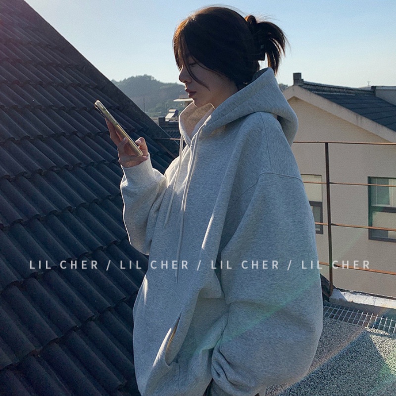 Áo Hoodies Tay Dài Hoạ Tiết Chữ In Phong Cách Hàn Quốc