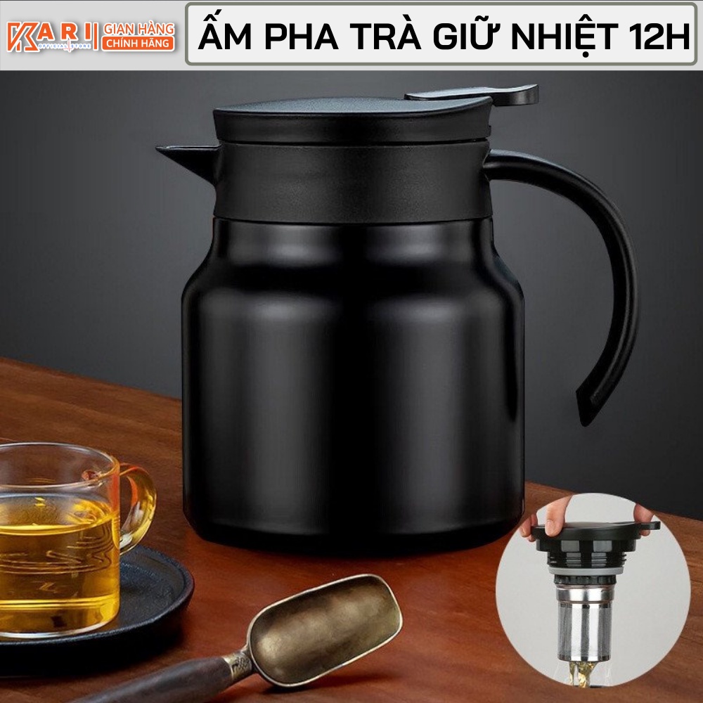 Ấm pha trà, đựng nước inox 316 dung tích 1 lít, bình nước giữ nhiệt 24 giờ