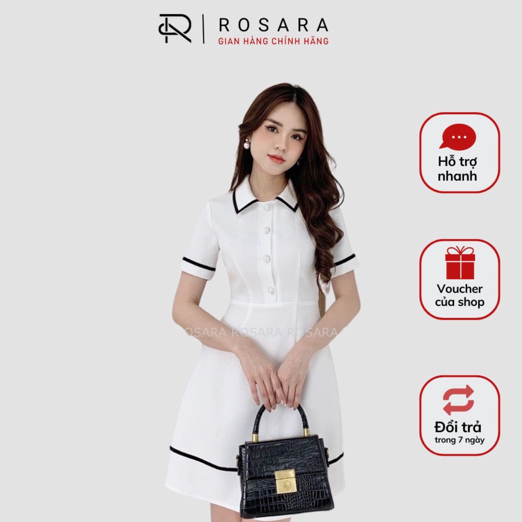 Váy trắng thời trang nữ dáng xòe Rosara V27