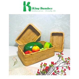 Khay mây đựng hoa quả, đồ ăn, trang trí mây tre đan king bamboo