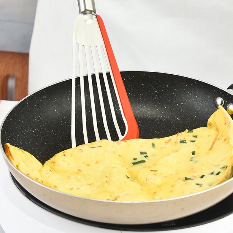 Xẻng Chiên Trứng / Thịt Bò Bằng Silicone Chống Trượt Có Móc Treo Tiện Lợi