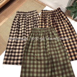 Chân váy dạ nhung kẻ ô