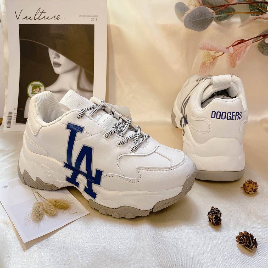 Siêu Phẩm Giày Thể Thảo Sneaker MLB LA Xanh Trắng Đế Tách Lớp SIêu Xinh Cao Cấp Ảnh Thật