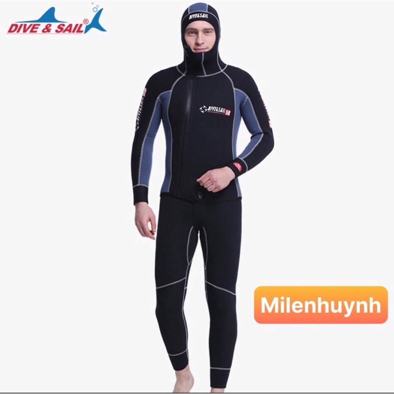 Bộ lặn biển chuyên nghiệp cho nam 5mm WDS- 4133M cao su neoprene 5mm hiệu Dive & Sail, đồ lặn cho nam cao cấp