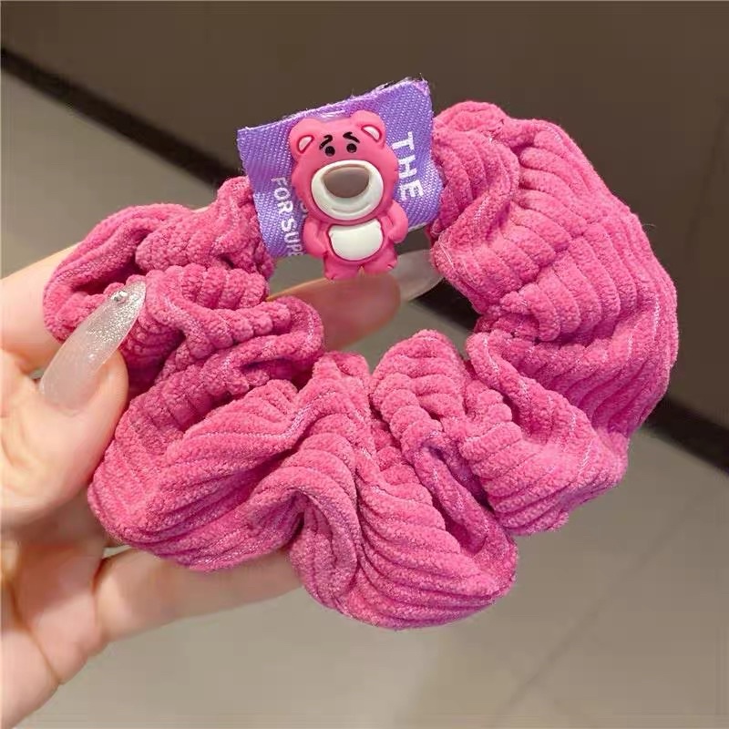 Set 7 Chi Tiết Chun Kẹp Tóc Hoạ Tiết Gấu Dâu Hồng Lotso Siêu Xinh