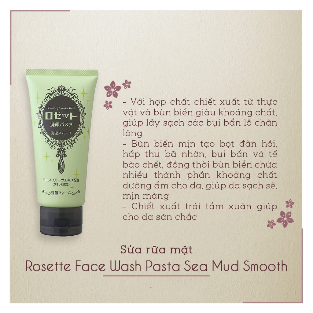 Sữa rửa mặt Rosette  Bùn Khoáng Nhật Bản - 120g