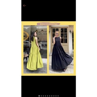 Đầm MIDI cột nơ sau tay phồng