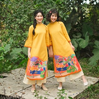 Quần áo dài Freesize (Xanh Navy/Vàng gà con) [Made by Tòhe]