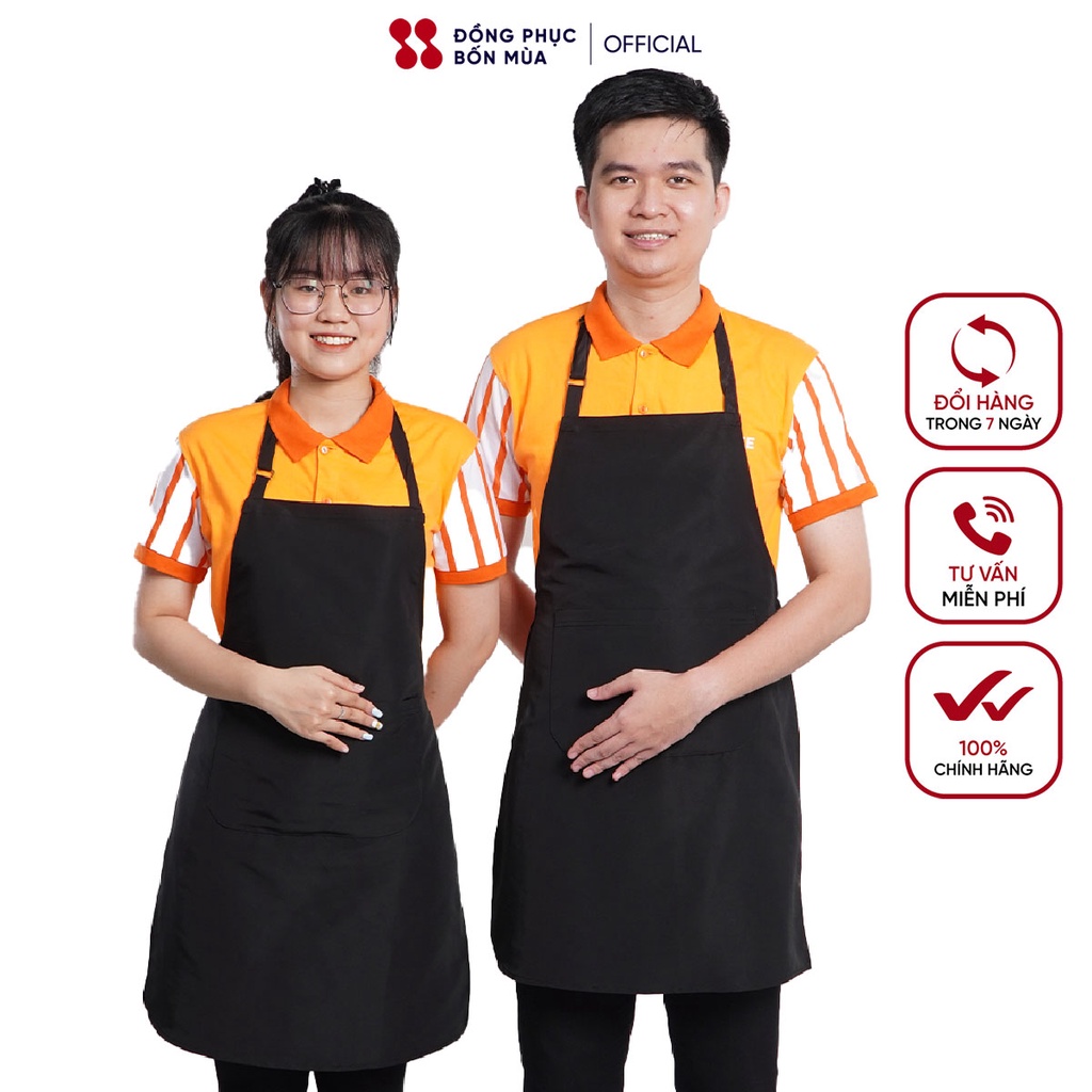 Tạp dề pha chế chống thấm nước cao cấp cho nhân viên phục vụ Nam Nữ thiết kế Đồng Phục Bốn Mùa sẵn hàng kèm video