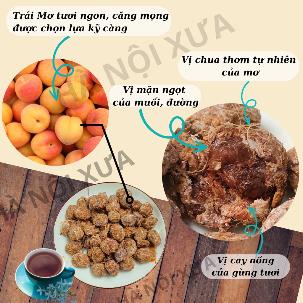 Ô mai xí muội Mơ gừng đặc sản Hà Nội Xưa vị gừng mặn ngọt ăn vặt ngon gói hộp 100g, 200g, 250g