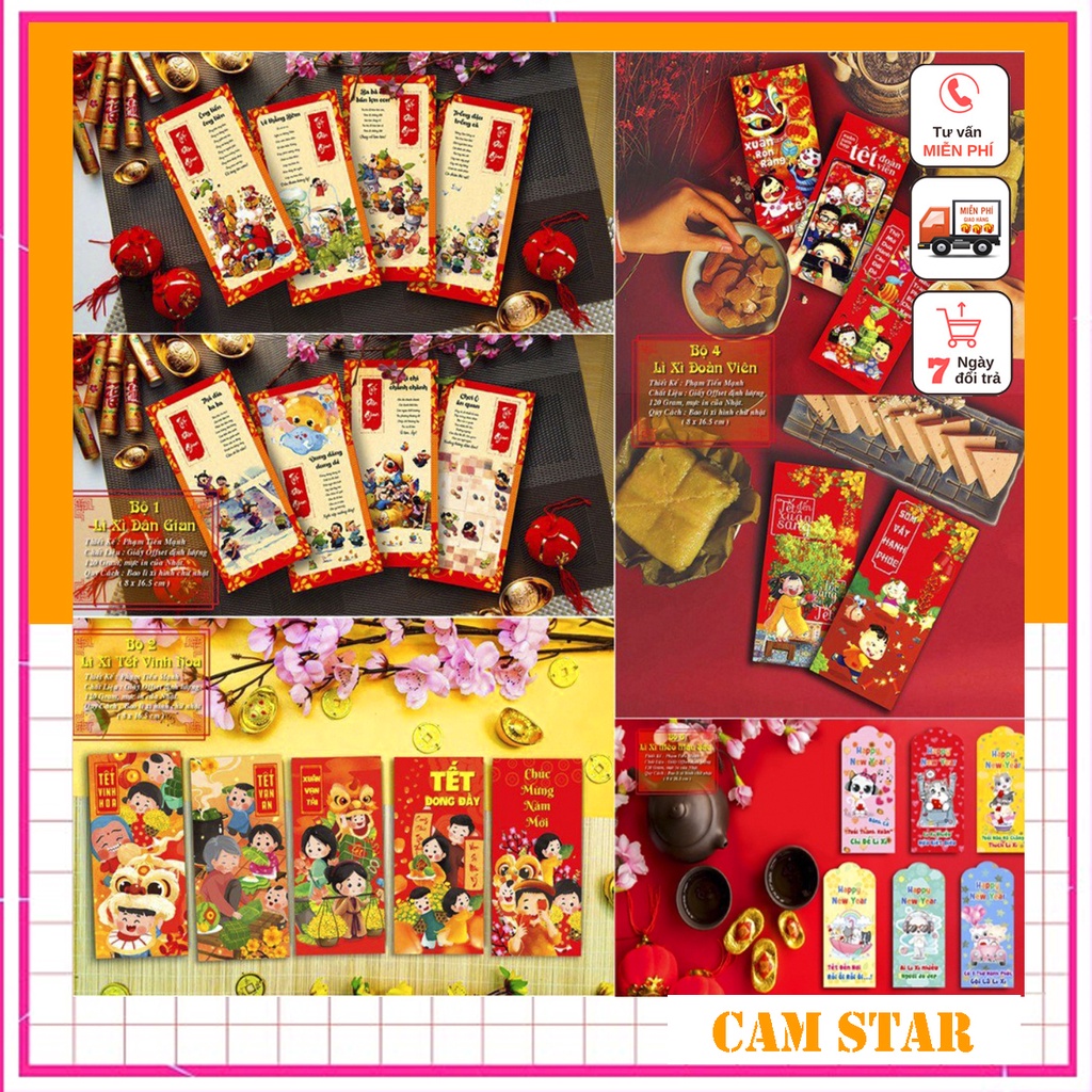 Bộ 100 Phong Bao Lì Xì Tết 2023 Siêu Đẹp ( Chia Đều Các Mẫu )