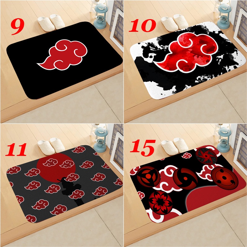 Thảm lót cửa chùi chân Chống Trượt In Logo Naruto Uchiha Clan Itachi Nhật Bản 60x40cm