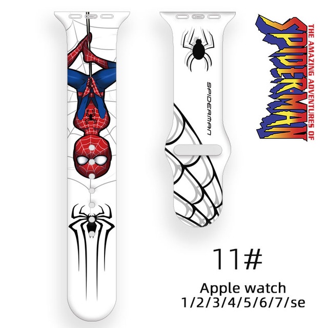 Dây Đeo Silicon Họa Tiết Người Nhện Marvel 45mm 44mm 40mm 42mm 41mm Cho Apple Watch SE765432 Vòng Đeo Tay Cho Dòng iWatch