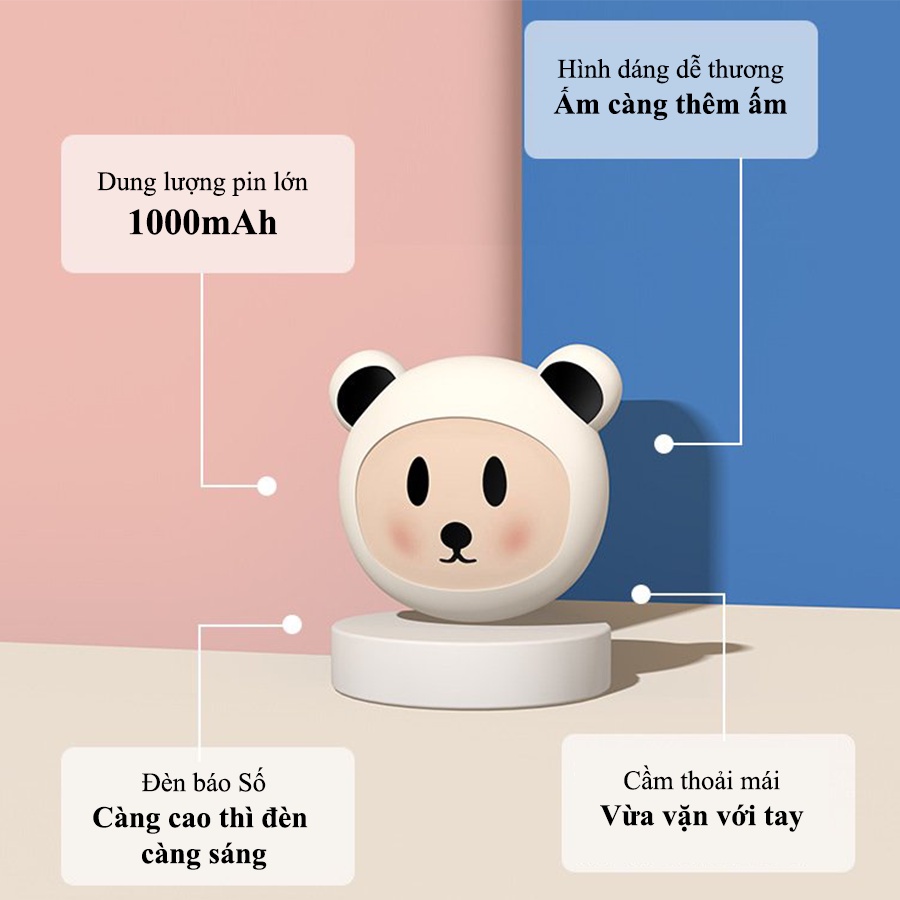 Máy sưởi ấm mini cầm tay nhỏ gọn sưởi ấm lâu dung lượng pin 1000mAh