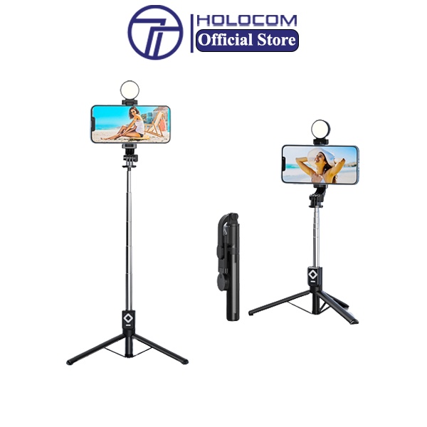 Gậy Chụp Ảnh 3 Chân Selfie Có Đèn HOLOCOM B11S Pro Kiêm Tripod Có Thể Kéo