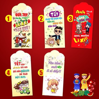 Combo 10 Bao Lì Xì Tết Quý Mão 2023 Cao Cấp - Chúc Năm Mới Trọn Vẹn Yêu Thương, Phát Tài Phát Lộc / Combo Vui Tươi