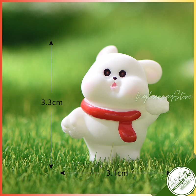 Phụ kiện Thỏ trắng mùa đông trang trí tiểu cảnh, cây cảnh, sen đá