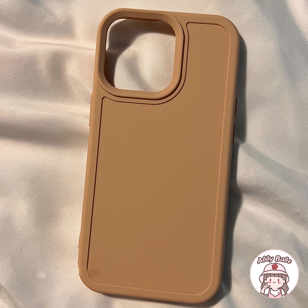 Ốp Điện Thoại Silicon Dẻo Vuông Chống Sốc Màu Nâu Cameo Cho IPhone 14 Pro Max 11 7Plus 13 12 11 Pro Max X XS XR