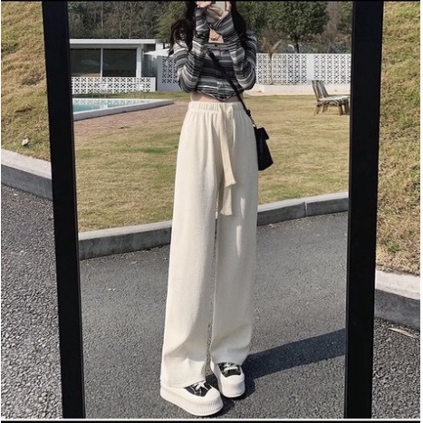 Quần ống rộng nhung tăm nữ nặng ~500g .chất nhung cao cấp/ hà ruby kho buôn thu hà (N1) NEW | BigBuy360 - bigbuy360.vn