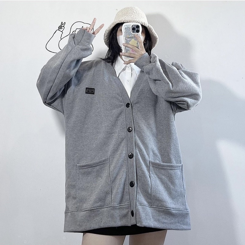 ÁO CARDIGAN XÁM FORM RỘNG