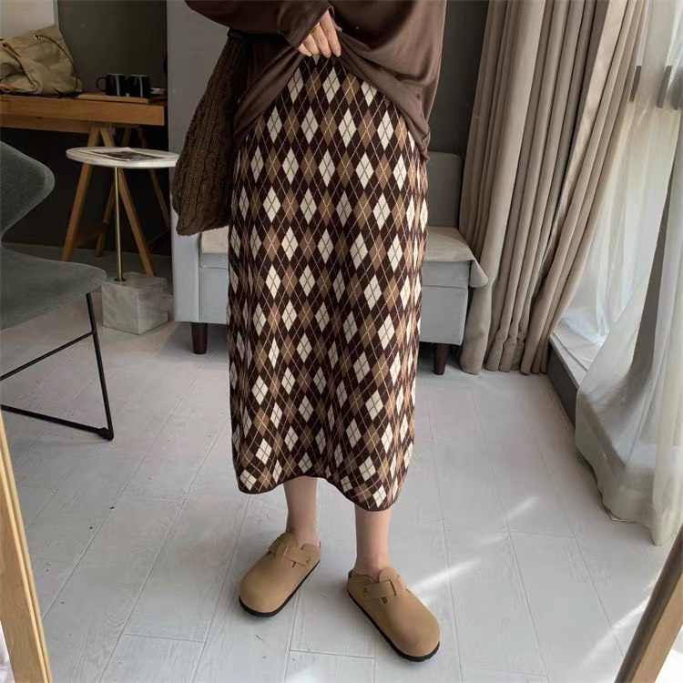 Chân Váy midi họa tiết vải len Ulzzang style 🌸 Hàng Quảng Châu