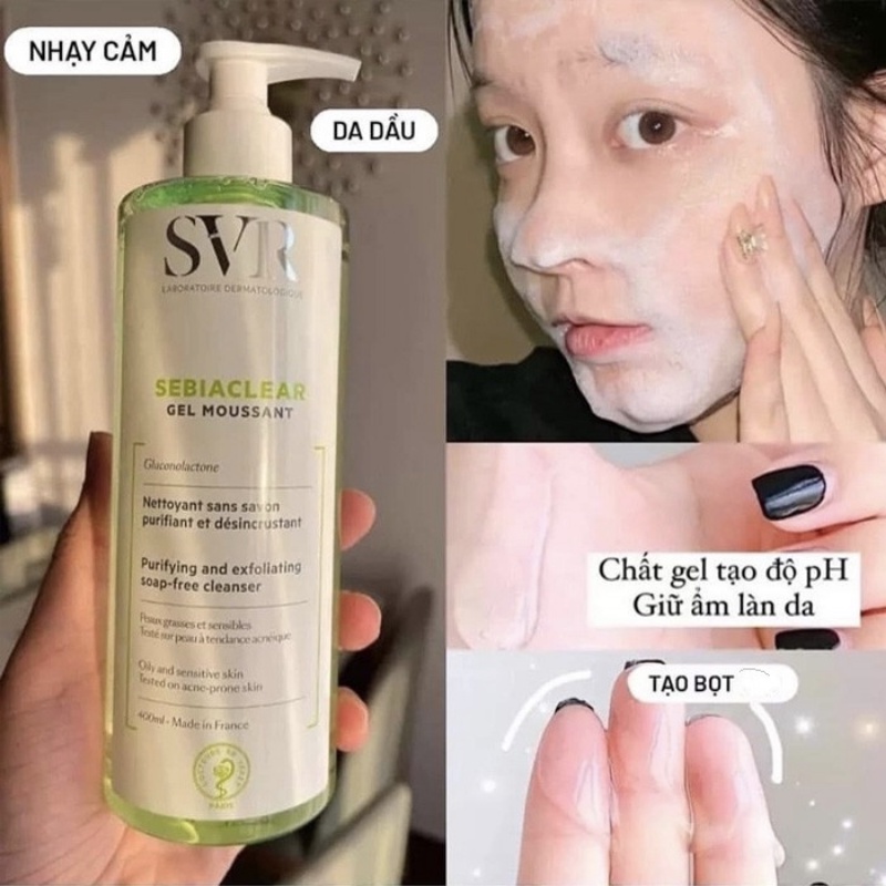 [BẢN CŨ + MỚI] Sữa Rửa Mặt SVR Sebiaclear Gel Moussant 400ml và 200ml Dạng Gel Dành Cho Da Dầu Mụn