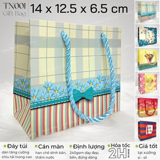 10 Túi giấy xách dây ngang nhí TN001 - cao 12.5 x ngang 14 x rộng 6.5 cm - đựng quà tặng - Minn Meow