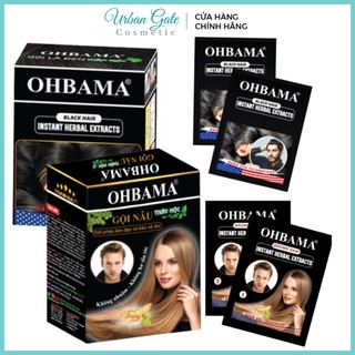 Gội Là Đen OHBAMA Black Hair Instant Wash 20ml / Dầu gội phủ bạc Gội Nâu Thảo Mộc