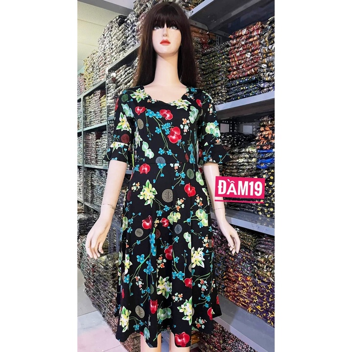 Đầm trung niên thun aty in 3D thun loại 1