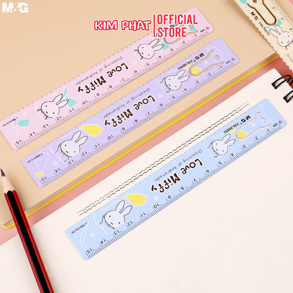 Thước kẻ nhôm 15cm học sinh MG FRL 96053 Love Miffy