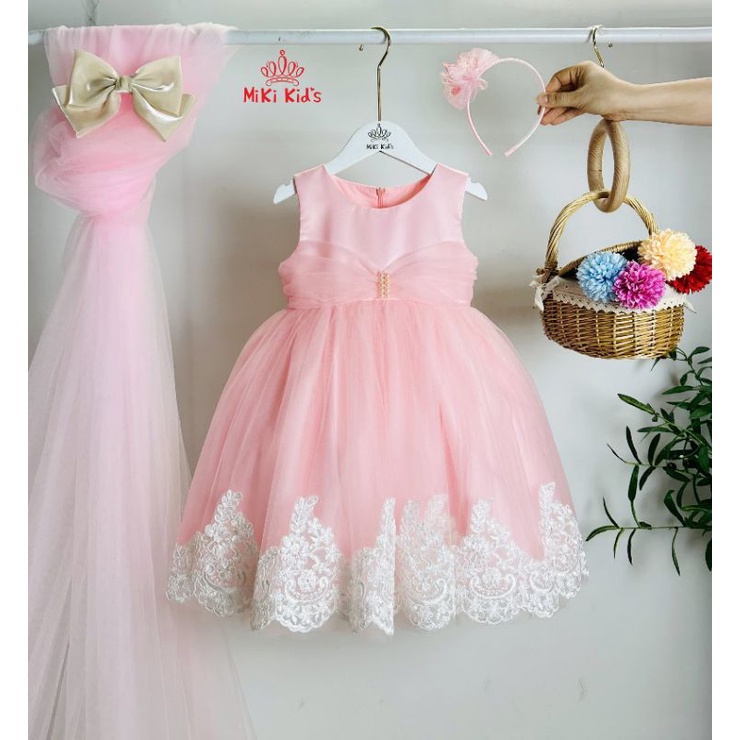 Đầm váy công chúa bé gái ren  4 lớp 14 đến 38 kg cao cấp haivanco dễ thương mềm mại và thoáng mát đi học đi chơi đều đẹp