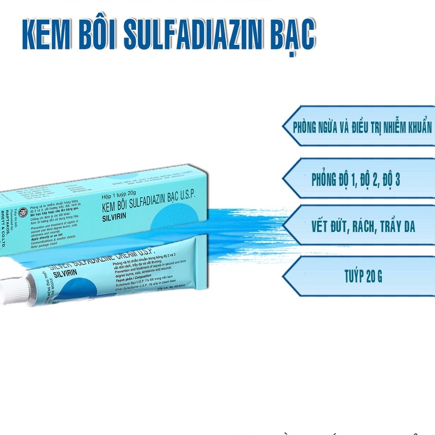 KEM BÔI SULFADIAZIN BẠC U.S.P SILVIRIN - KEM BÔI BỎNG, PHỎNG