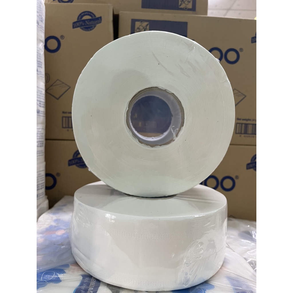 HCM - Hàng y hình - Giấy cuộn công nghiệp đa năng lụa mịn dai Caboo 700gr - Ngô Mộc Trà Shop