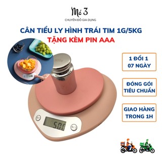 Cân tiểu ly làm bánh, cân nhà bếp mini định lượng 1g - 5kg hình trái tim