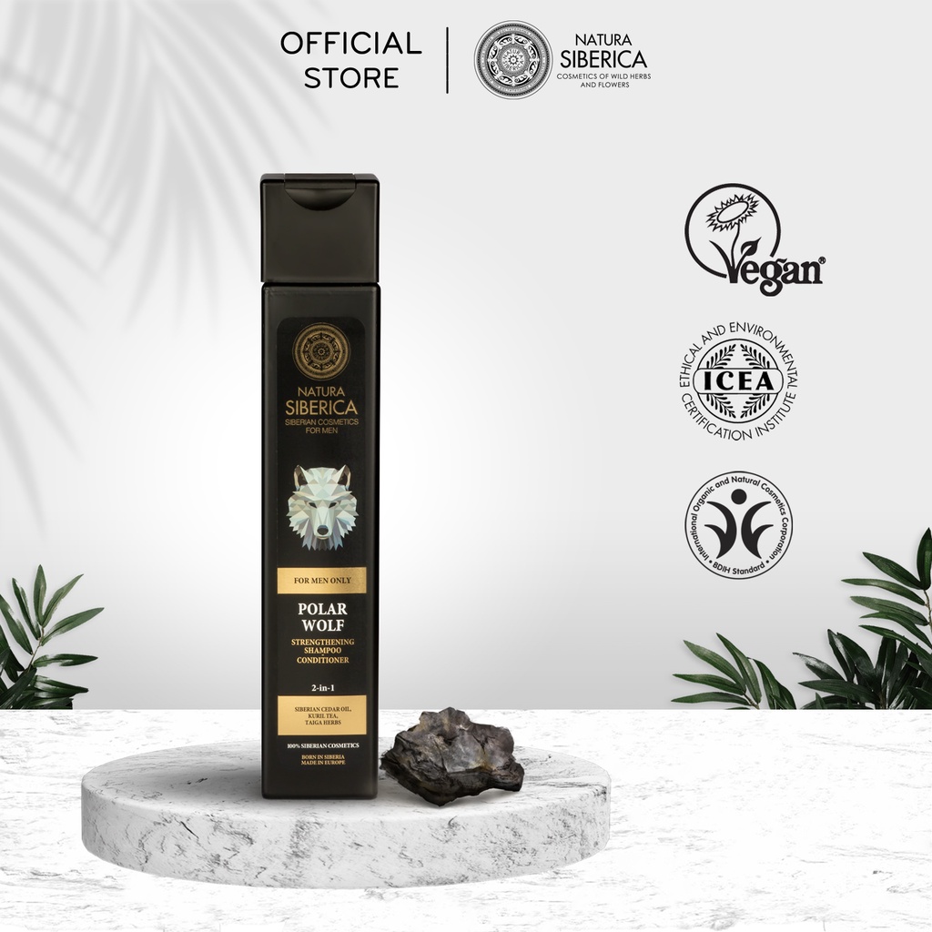 Dầu Gội Xả 2 trong 1 Giúp Tóc Chắc Khỏe Natura Siberica Men &quot;Polar Wolf&quot; 250ml