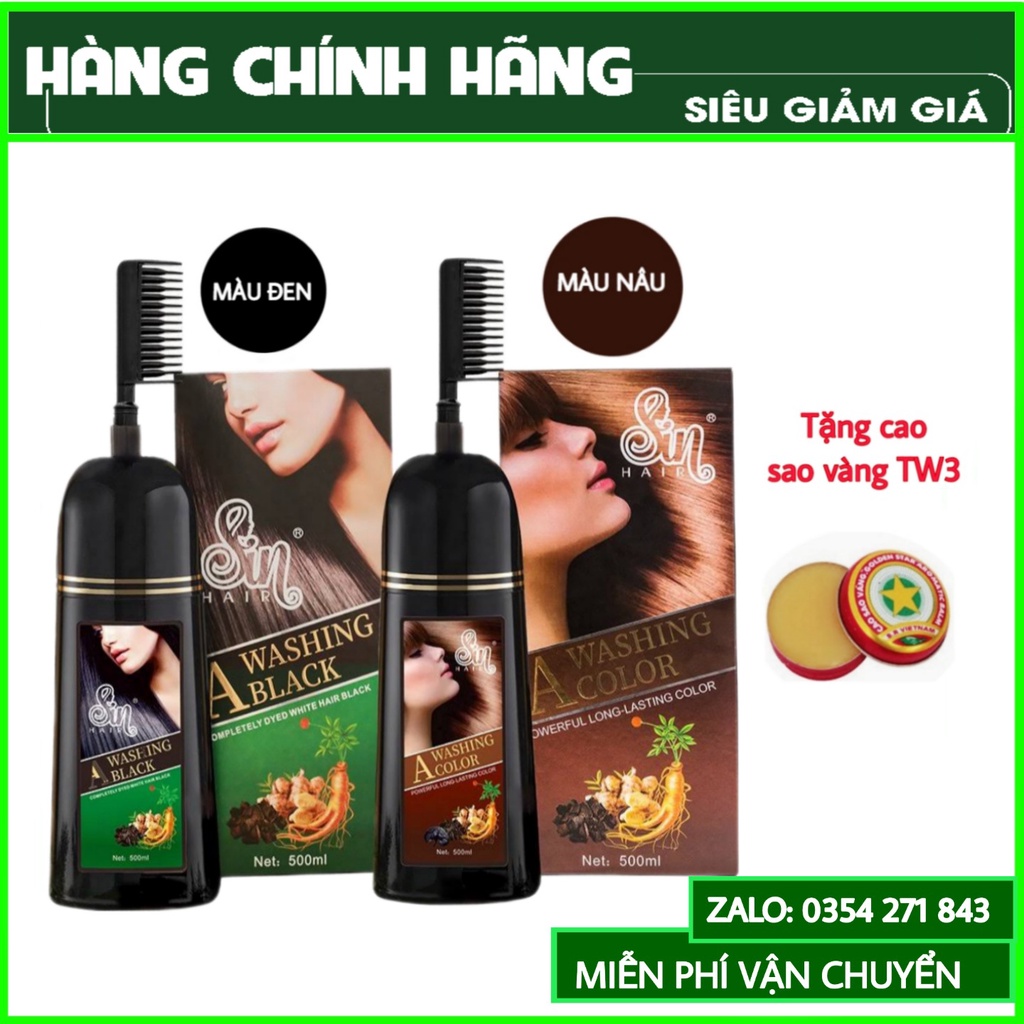 [Chính Hãng] Dầu Gội Phủ Bạc Sin Hair Nhân Sâm Nhật Bản Mẫu Mới Có Lược 350ml &amp; 500ml