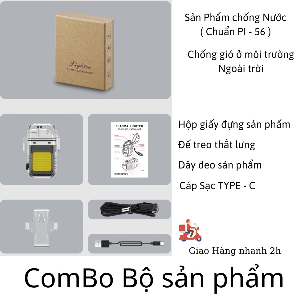 Đèn đa năng, kim máy tạo tia hồ quang, phát quang trong đêm, chống nước, chống gió, cao cấp.