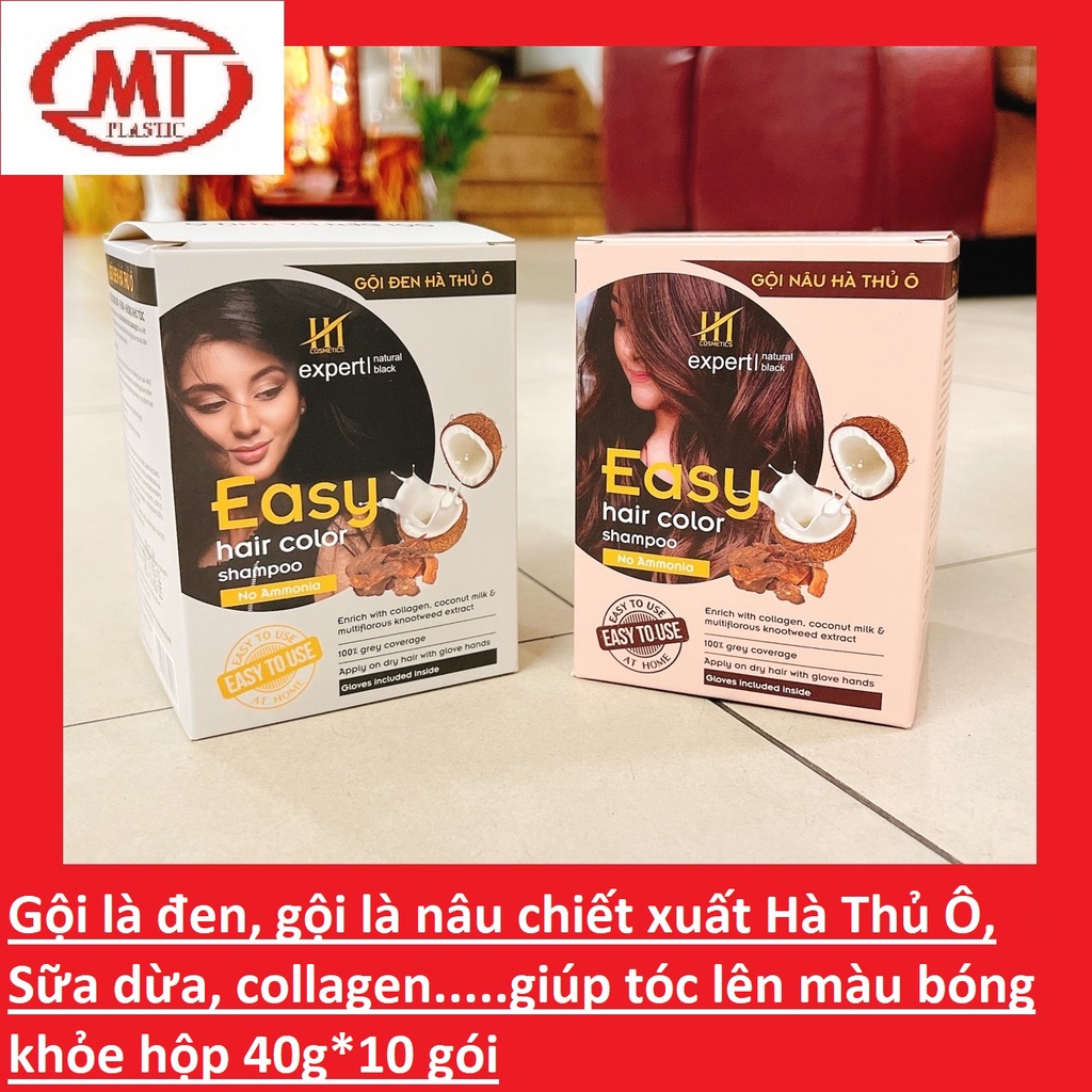 Gội là đen, gội là nâu chiết xuất Hà Thủ ô, sữa dừa giúp tóc lên màu tóc khỏe (40g*10)