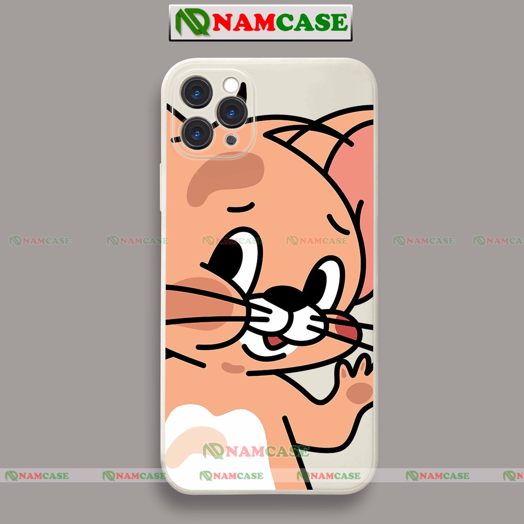 Ốp lưng điện thoại iPhone cặp đôi hoạt hình tom jerry cạnh viền vuông cho ip 6/6s/7/8/X/XS/XR/11/12/13/14 Pro Plus Max