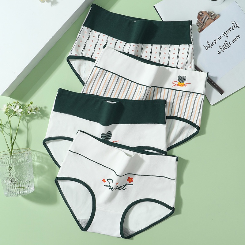Quần lót cotton LEVAO lưng cao in họa tiết dễ thương cho nữ
