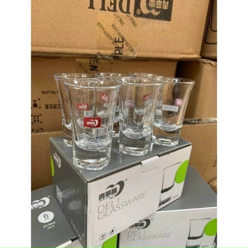 Bộ 6 ly uống rượu thủy tinh Deli cao cấp