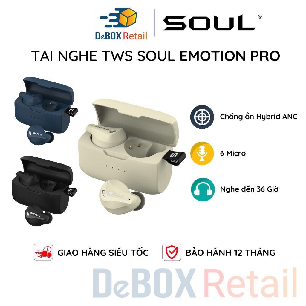 Tai Nghe Không Dây TWS SOUL Emotion Pro, Công Nghệ Chống Ồn Hybrid ANC BT 5.1, 6 Micro, Nghe Đến 36H - Chính Hãng BH 12T