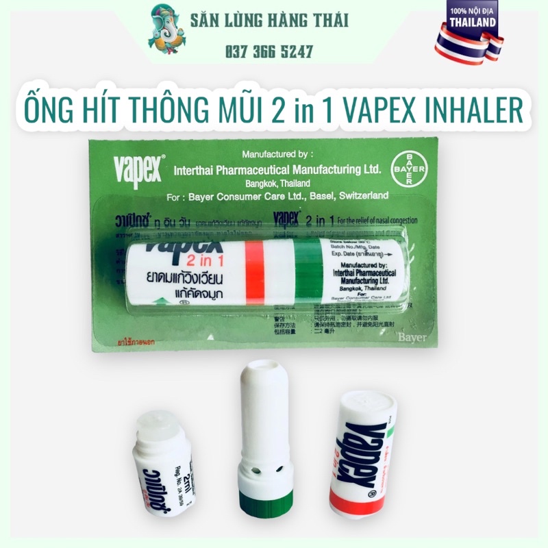 Ống Hít Thông Mũi, Thông Viêm Xoang Vapex HR Bayer Thái Lan