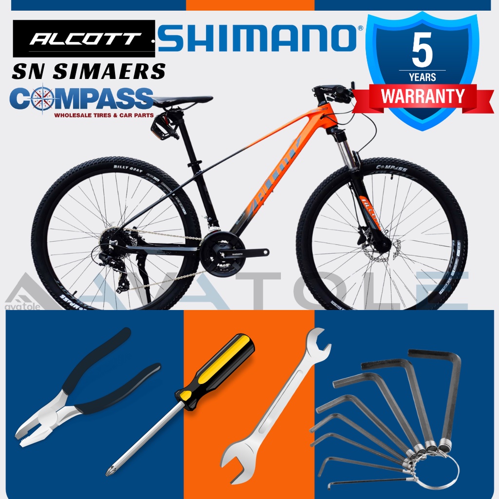 Xe đạp địa hình ALCOTT AH-30, Khung sườn hợp kim nhôm cao cấp SIZE 15.5, Bộ truyền đồng FULL SHIMANO, Màu cam đen