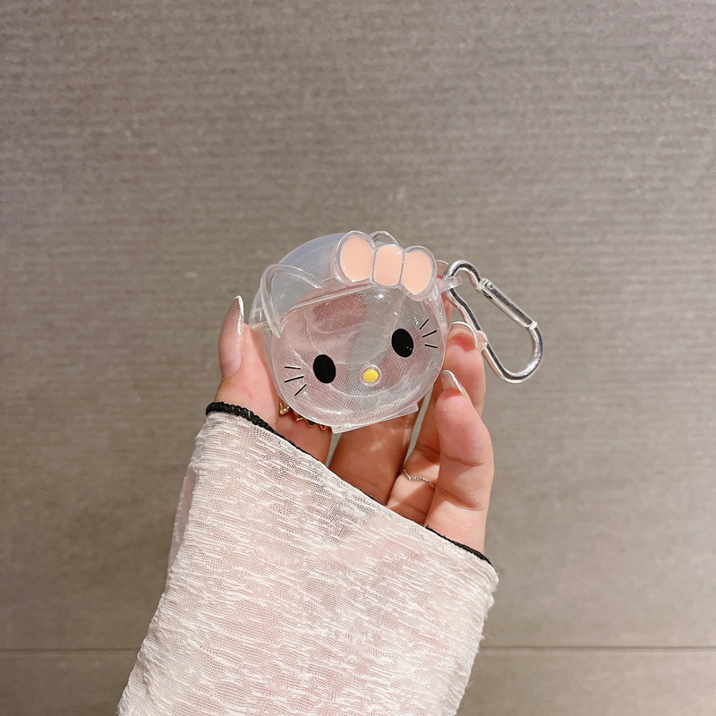 Vỏ Bảo Vệ Hộp Sạc Tai Nghe Trong Suốt 3D Hình Gấu / Mèo Kèm Móc Cho Disney F9 T2 Q33 J6 P1 D10 TWS