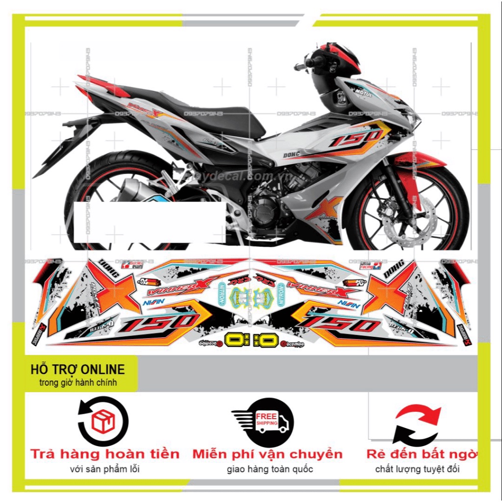 {TPHCM-FREE SHIP] TEM RỜI WINNER X DÁN XE BẠC 30302 CÓ THỂ PHỐI MÀU THEO YÊU CẦU