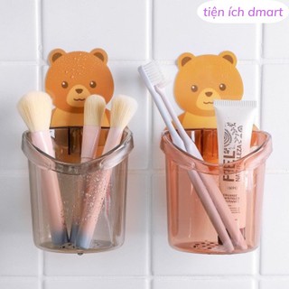 cốc gấu dán tường có lỗ thoát nước đựng bàn chải , đựng đồ nhà tắm tiện lợi