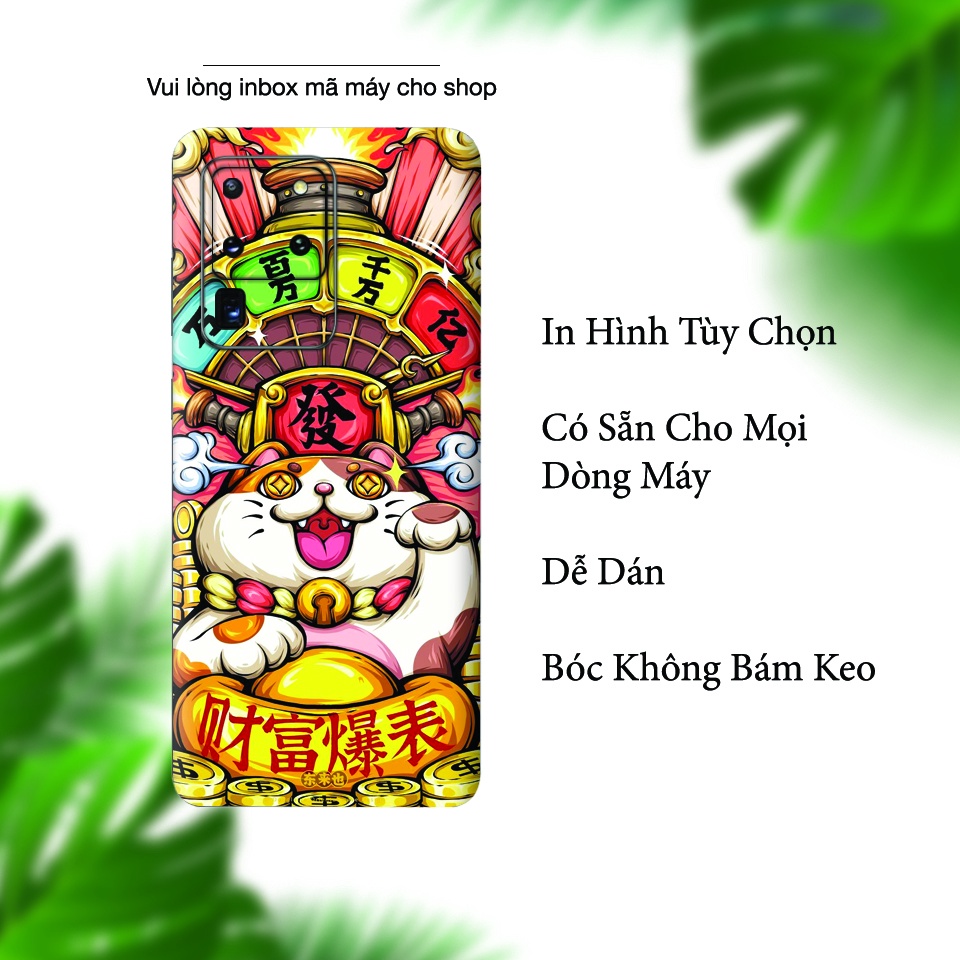 Miếng Dán Skin Điện Thoại In Hình Mèo Thần Tài Cho Iphone 7/ 8/ X/ XS/ 11/ 11 Pro Max/ 12/ 12 Pro Max/ 13/ 13 pro max