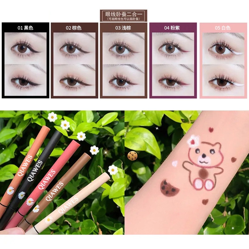 Bút kẻ mắt trang điểm đầu siêu mảnh chống thấm nước và không bị nhòe