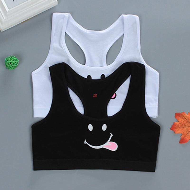 Áo Ngực Cotton Không Đường May Thoáng Khí In Hình Mặt Cười Dành Cho Bé Gái 9-12 - 15 Tuổi
